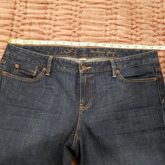 LOFT Modern Flare Jeans Women Size 14 blue denim - Picture 8 of 17